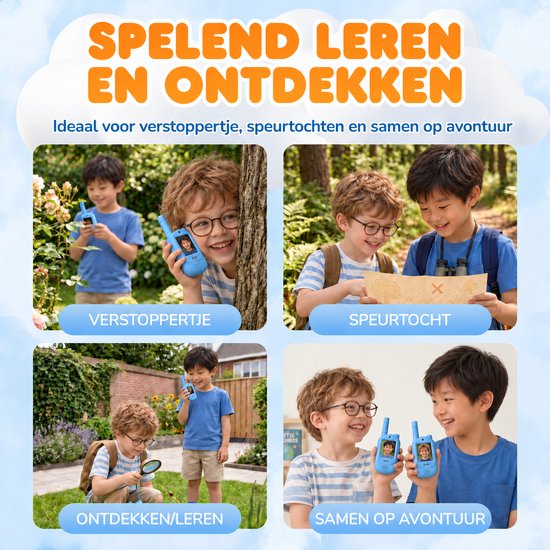 Aventry® Walkie Talkie voor Kinderen - Blauw - Video Walkie Talkie met Camera - Portofoon - Oplaadbaar - Handige Draagopties - Set van 2 Walkie Talkies - Klaar voor Gebruik - Vol Blauw & Vol Blauw