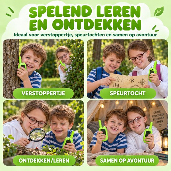Aventry® Walkie Talkie voor Kinderen - Groen - Video Walkie Talkie met Camera - Portofoon - Oplaadbaar - Handige Draagopties - Set van 2 Walkie Talkies - Klaar voor Gebruik - Groen & Groen