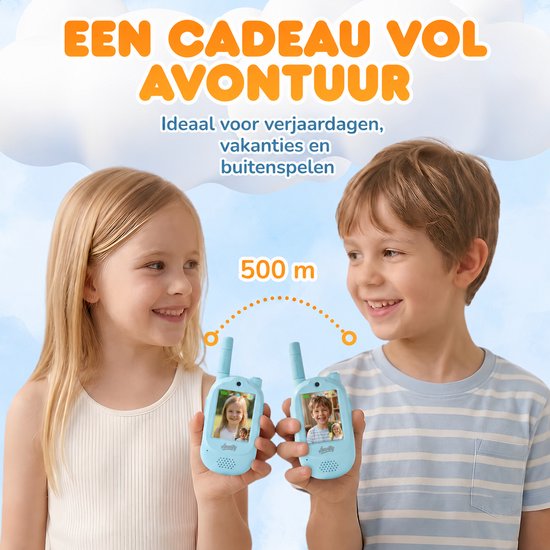 Aventry® Walkie Talkie voor Kinderen - Blauw - Video Walkie Talkie met Camera - Portofoon - Oplaadbaar - Handige Draagopties - Set van 2 Walkie Talkies - Klaar voor Gebruik - Blauw & Blauw