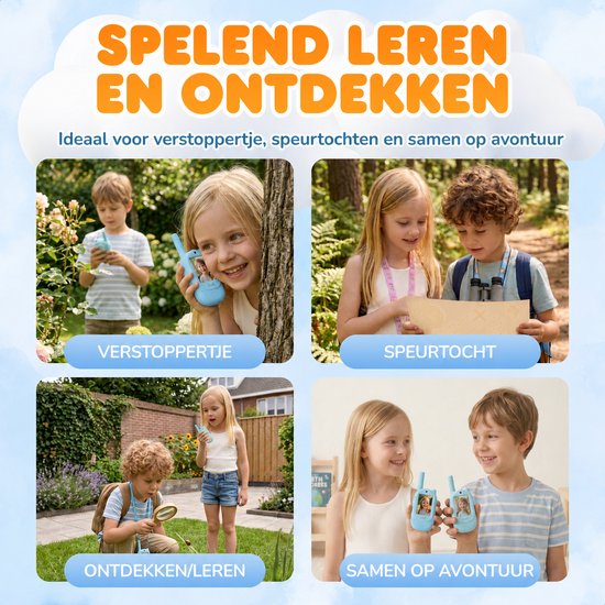 Aventry® Walkie Talkie voor Kinderen - Blauw - Video Walkie Talkie met Camera - Portofoon - Oplaadbaar - Handige Draagopties - Set van 2 Walkie Talkies - Klaar voor Gebruik - Blauw & Blauw