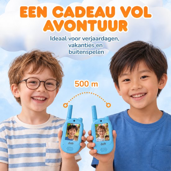 Aventry® Walkie Talkie voor Kinderen - Blauw - Video Walkie Talkie met Camera - Portofoon - Oplaadbaar - Handige Draagopties - Set van 2 Walkie Talkies - Klaar voor Gebruik - Vol Blauw & Vol Blauw
