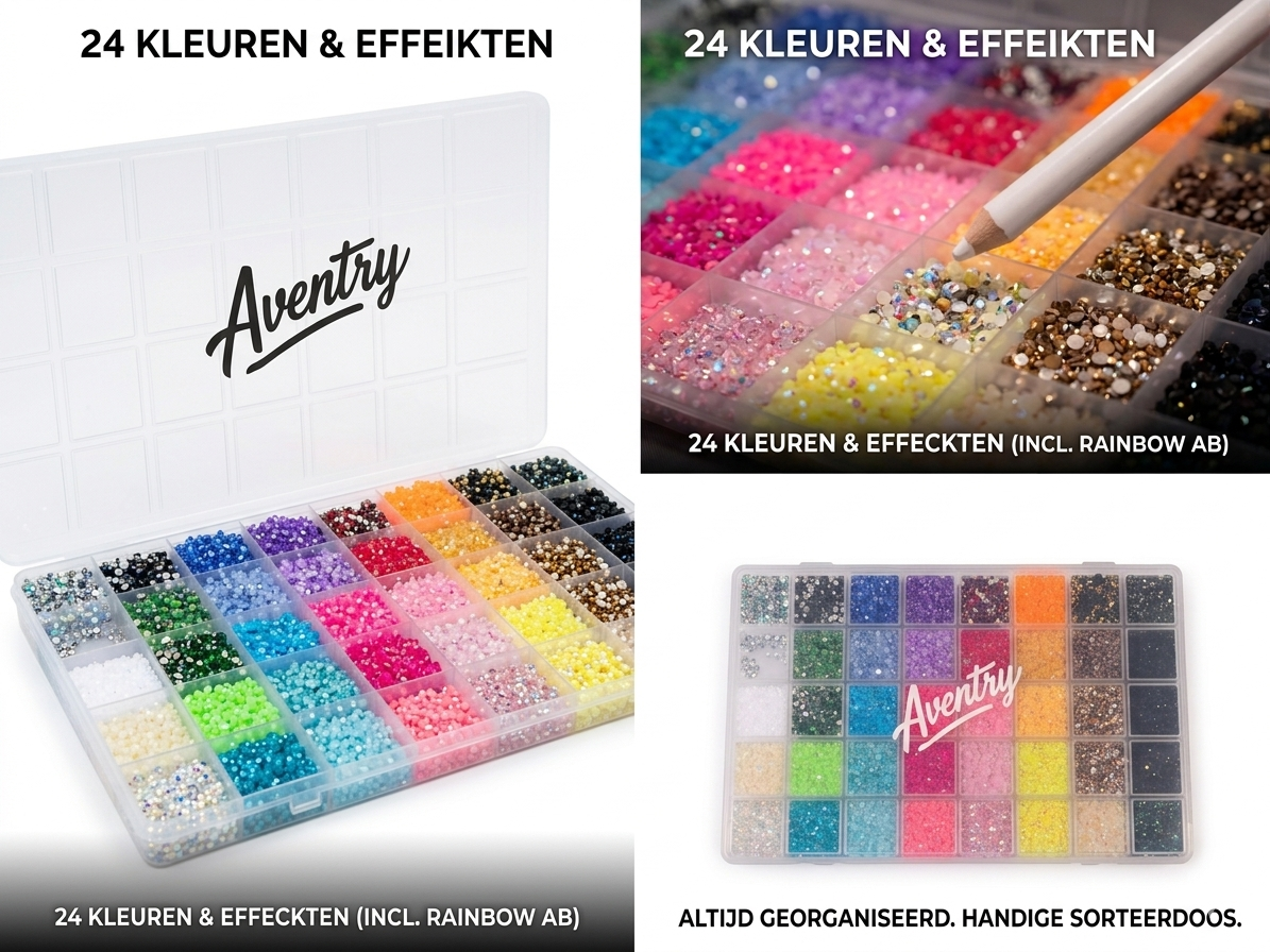 Aventry Bedazzle Kit met 32.000 Strass Steentjes, Tools, Lijm & Opbergbox
