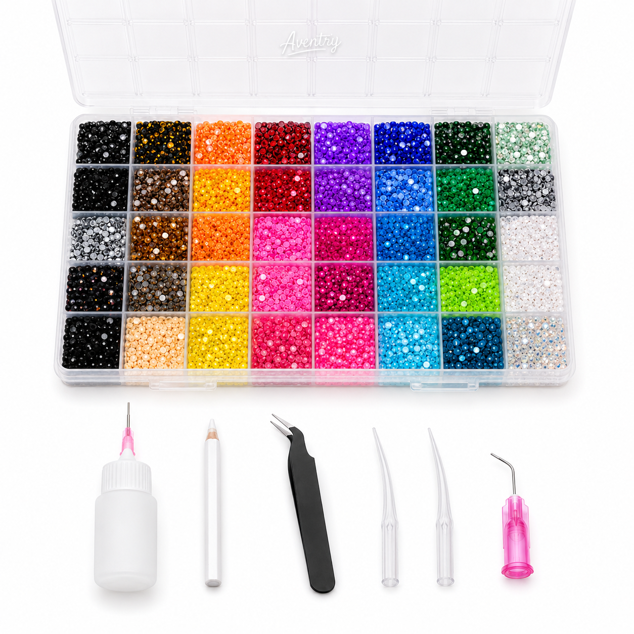 Aventry Bedazzle Kit met 32.000 Strass Steentjes, Tools, Lijm & Opbergbox
