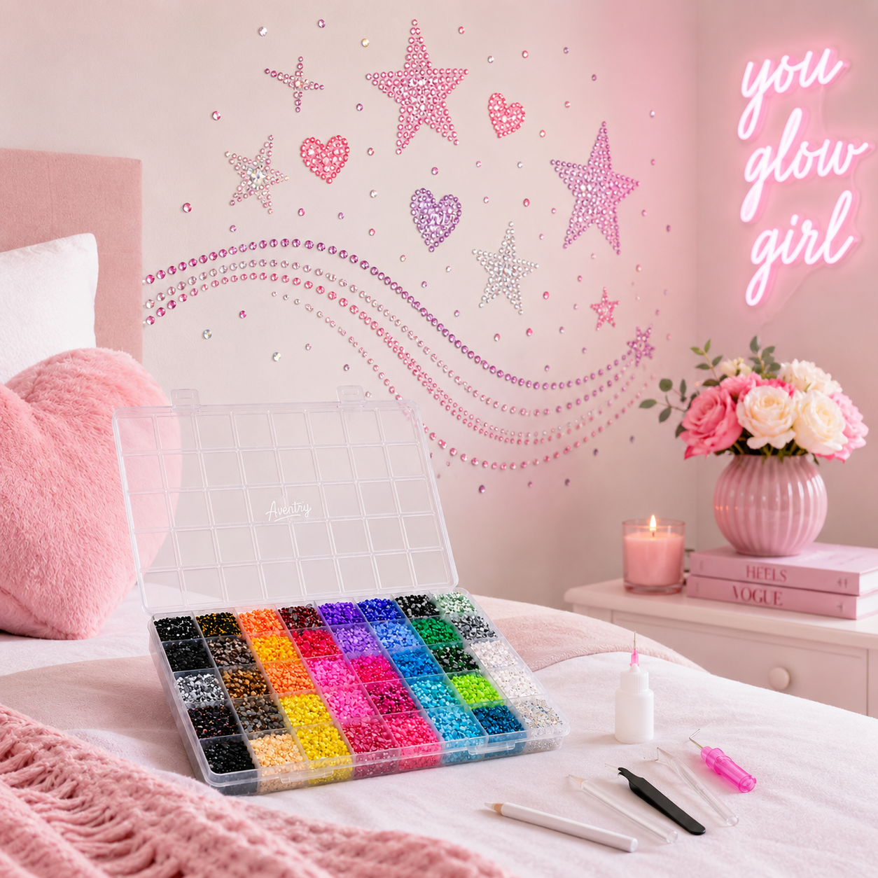 Aventry Bedazzle Kit met 32.000 Strass Steentjes, Tools, Lijm & Opbergbox
